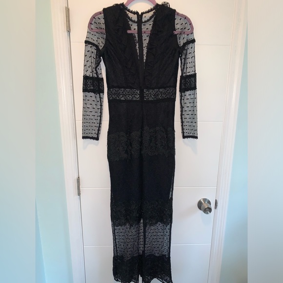 Alexis Elize Long Sleeve Lace Midi Dress in Black XS - Picture 8 of 8